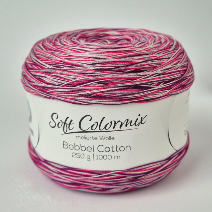 Bobbel Meliert Soft Colormix 225 – Melierte Bobbel Wolle in Pink, Beere und Lila - BaryWoll