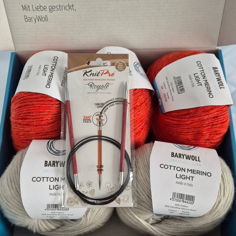 Wollbox 56 – Rundstricknadel - Set mit Cotton Merino Light - BaryWoll