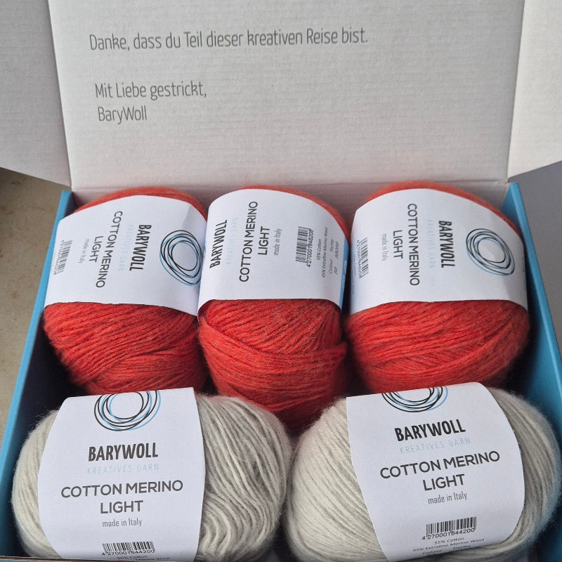 Wollbox 63 – Cotton Merino Light in Terracotta und Perlgrau - BaryWoll