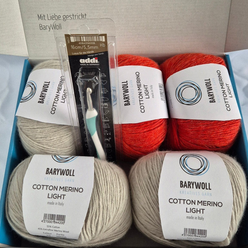 Wollbox 57 – Cotton Merino Light und addi Häkelnadel - BaryWoll