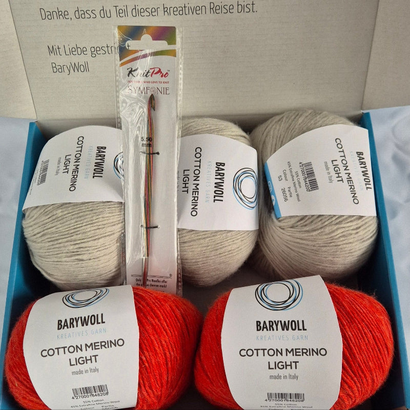 Wollbox 59 – Tunesische Häkelnadel mit Cotton Merino Light - BaryWoll