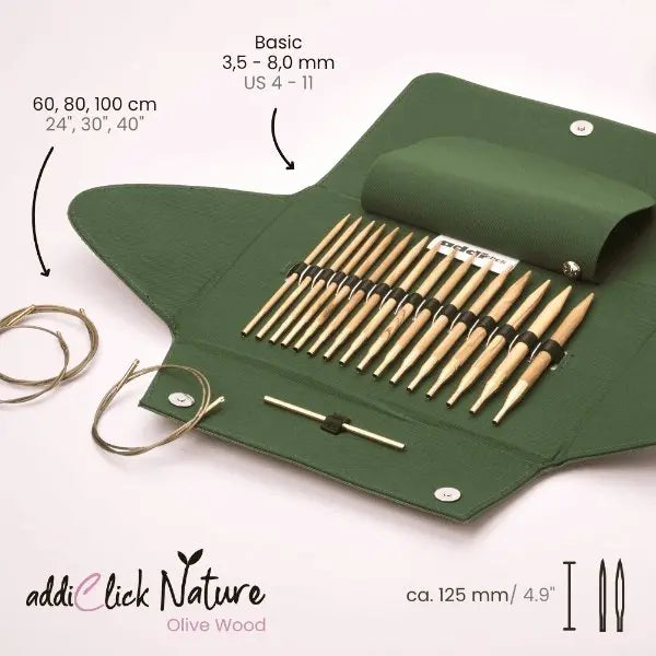 addi - click Set Olivenholz - Etui 3,50 - 8,0mm - BaryWoll